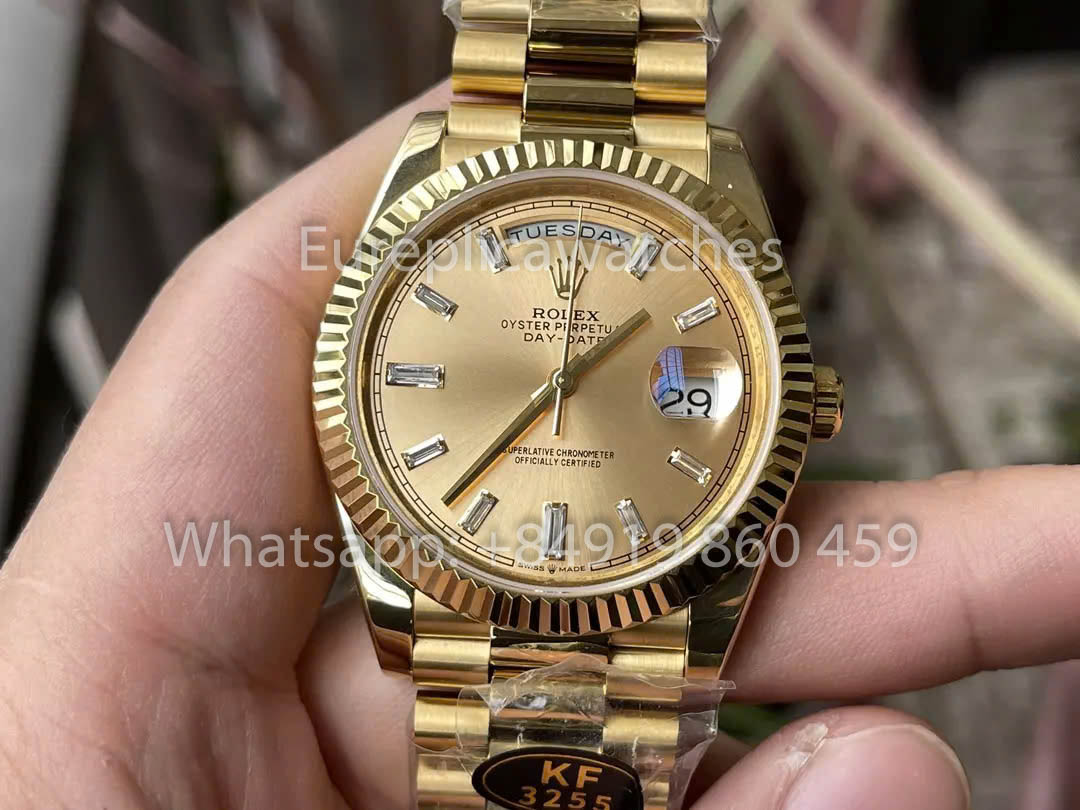 Rolex Day Date 40 228238-0005 Oro amarillo Esfera Sundust 1:1 Mejor clon KF Factory 215 gramos