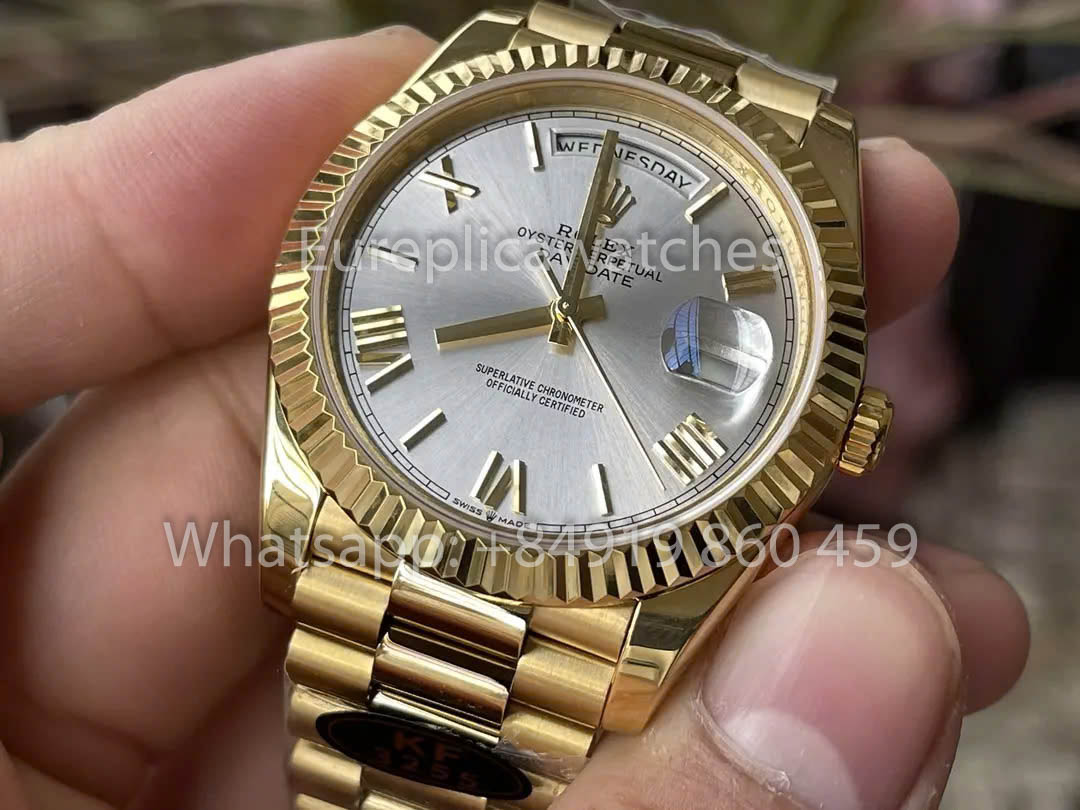 Rolex Oro Giallo Day Date 40 228238-0002 Quadrante Argento 1:1 Miglior Clone KF Factory 215 Grammi