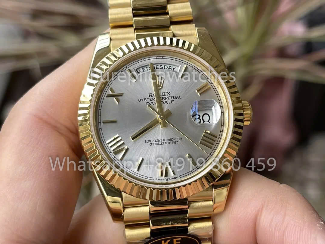 Rolex Oro Giallo Day Date 40 228238-0002 Quadrante Argento 1:1 Miglior Clone KF Factory 215 Grammi