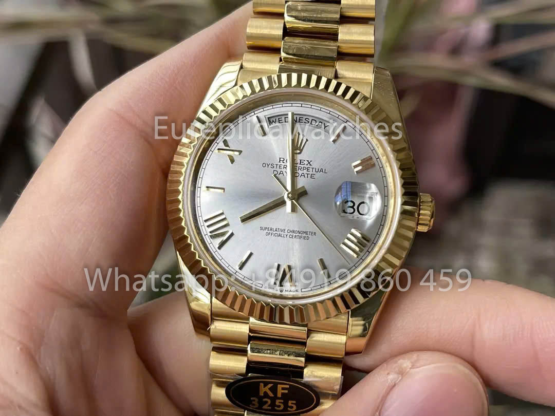 Rolex Oro Giallo Day Date 40 228238-0002 Quadrante Argento 1:1 Miglior Clone KF Factory 215 Grammi