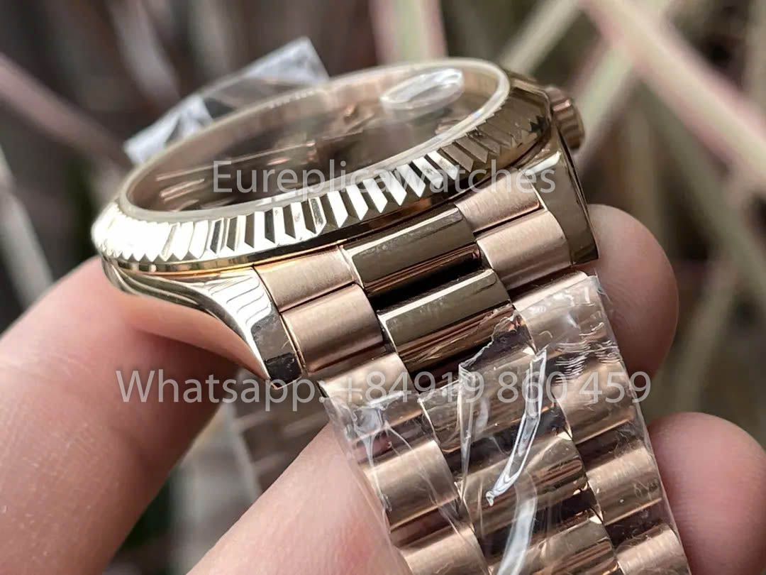 Rolex Everose Gold Day Date 40 228235-0002 Esfera chocolate 1:1 Mejor clon KF Factory 215 gramos