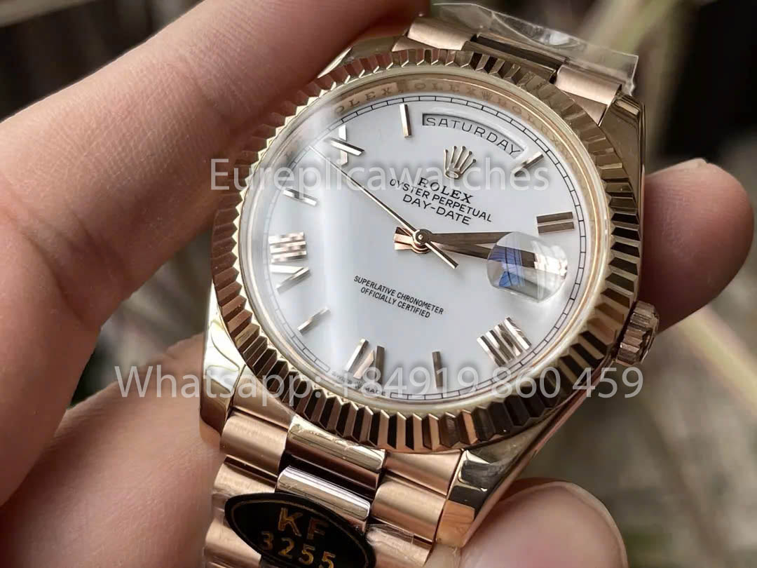 Rolex Everose Gold Day Date 40 228235-0032 Quadrante Bianco 1:1 Miglior Clone KF Factory 215 Grammi