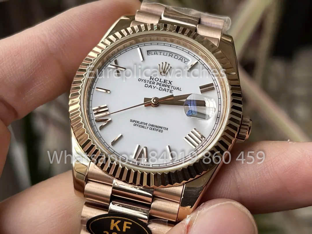 Rolex Everose Gold Day Date 40 228235-0032 Quadrante Bianco 1:1 Miglior Clone KF Factory 215 Grammi