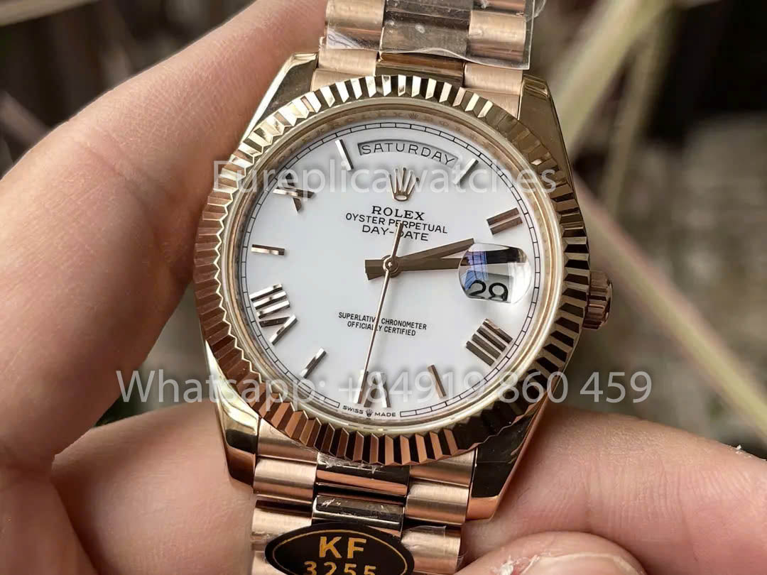 Rolex Everose Gold Day Date 40 228235-0032 Quadrante Bianco 1:1 Miglior Clone KF Factory 215 Grammi