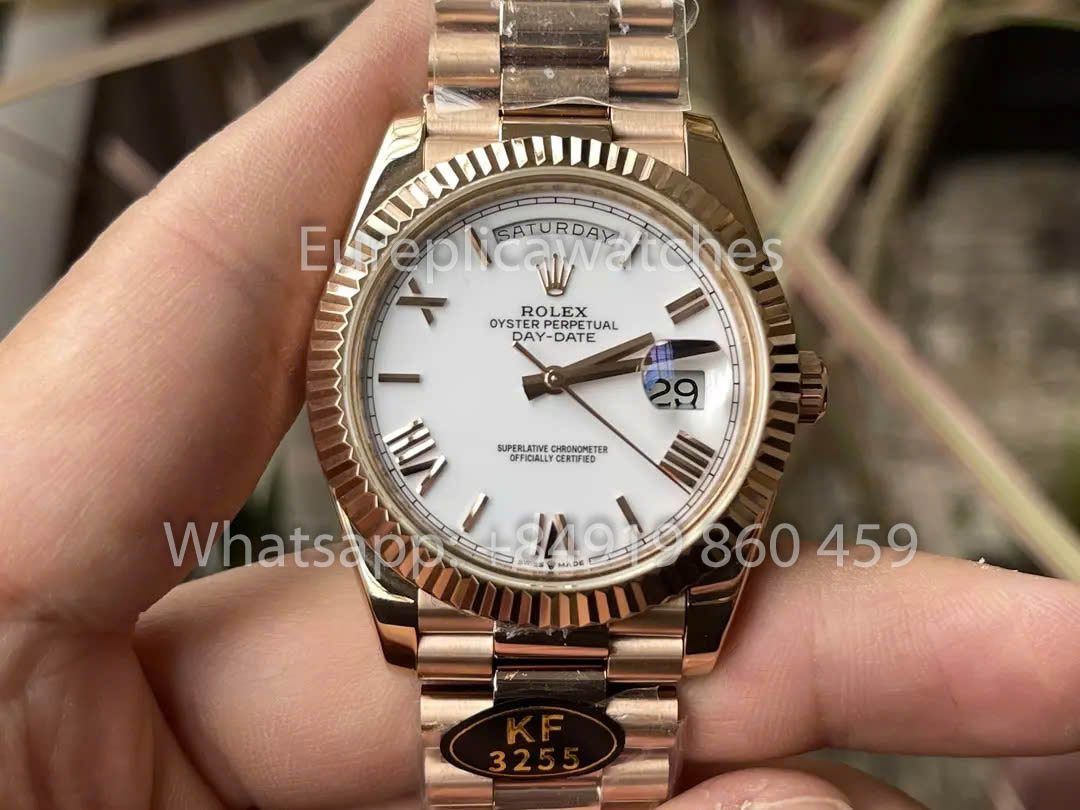 Rolex Everose Gold Day Date 40 228235-0032 Quadrante Bianco 1:1 Miglior Clone KF Factory 215 Grammi