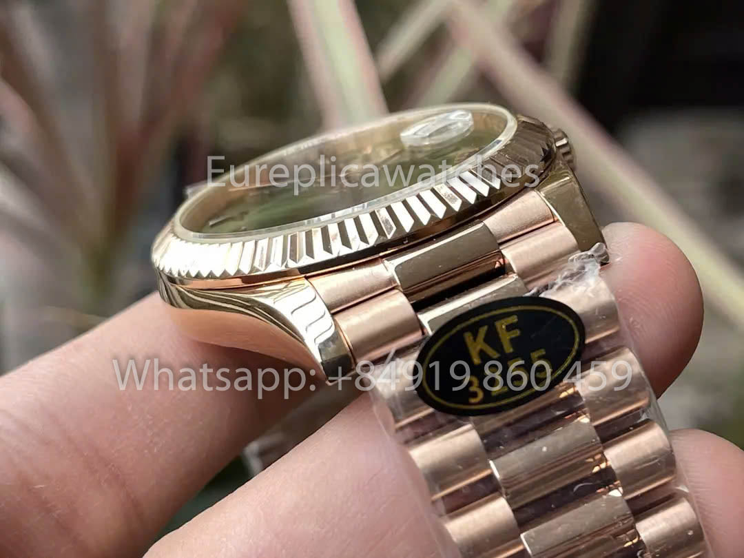 Rolex Everose Gold Day Date 40 228235-0025 Esfera verde 1:1 Mejor clon KF Factory 215 gramos