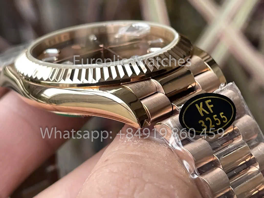 Rolex Everose Gold Day Date 40 228235-003 Chocolate Dial  1:1 Best Clone KF Factory 215 Gram