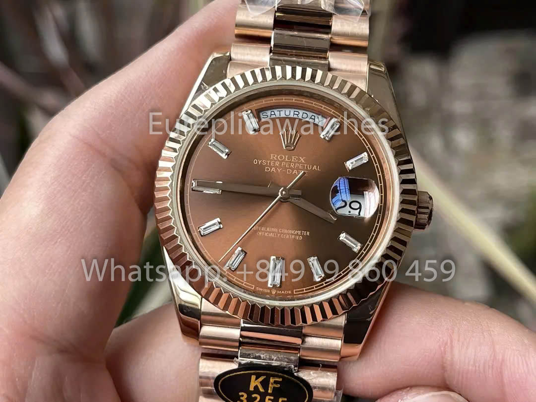 Rolex Everose Gold Day Date 40 228235-003 Chocolate Dial  1:1 Best Clone KF Factory 215 Gram