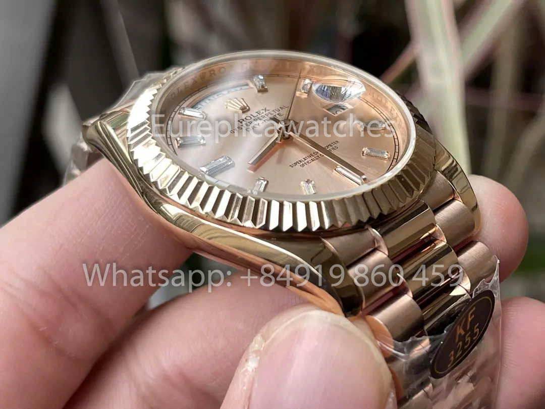 Rolex Everose Gold Day Date 40 228235 esfera sundust 1:1 Mejor clon KF Factory 215 gramos