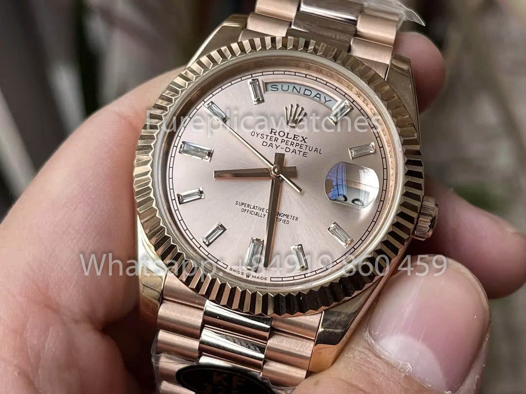 Rolex Everose Gold Day Date 40 228235 esfera sundust 1:1 Mejor clon KF Factory 215 gramos