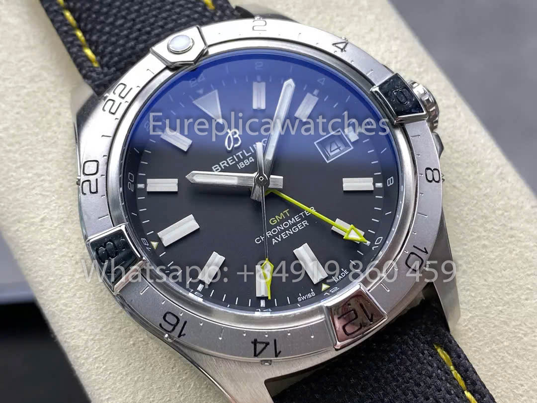 Breitling Avenger Automatic GMT 44 BLS Factory 1:1 Miglior Clone Quadrante Grigio Cinturino Velcro