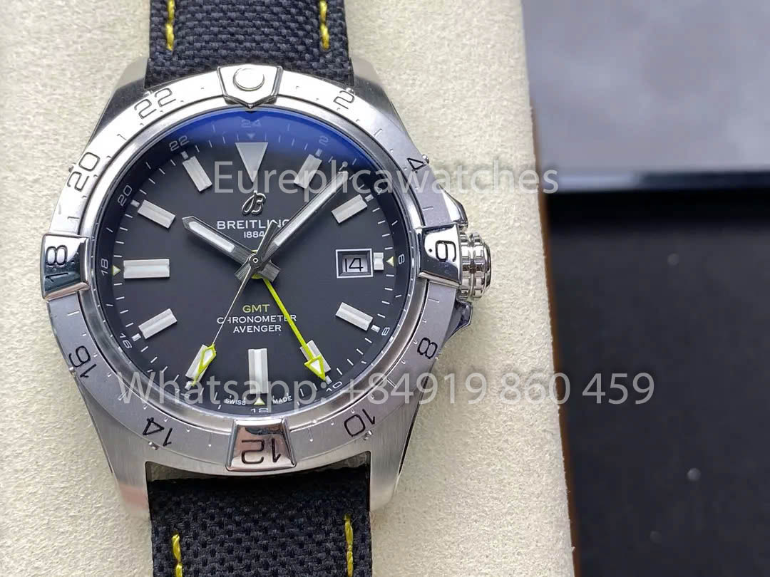 Breitling Avenger Automatic GMT 44 BLS Factory 1:1 Miglior Clone Quadrante Grigio Cinturino Velcro