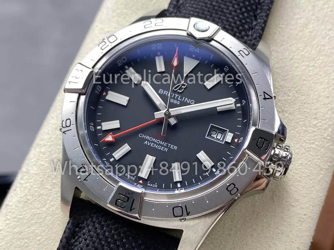 Breitling Avenger Automatic GMT 44 BLS Factory 1:1 Best Clone Grey Dial Red Pointer