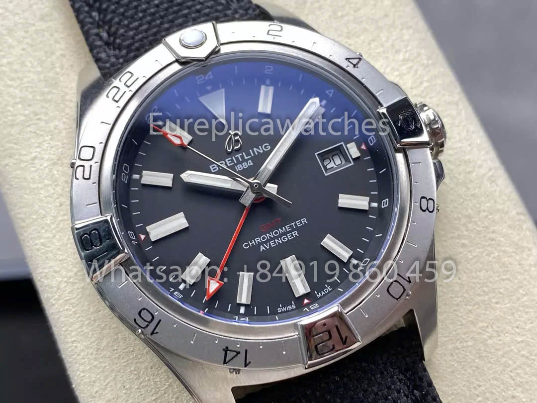 Breitling Avenger Automatic GMT 44 BLS Factory 1:1 Best Clone Grey Dial Red Pointer