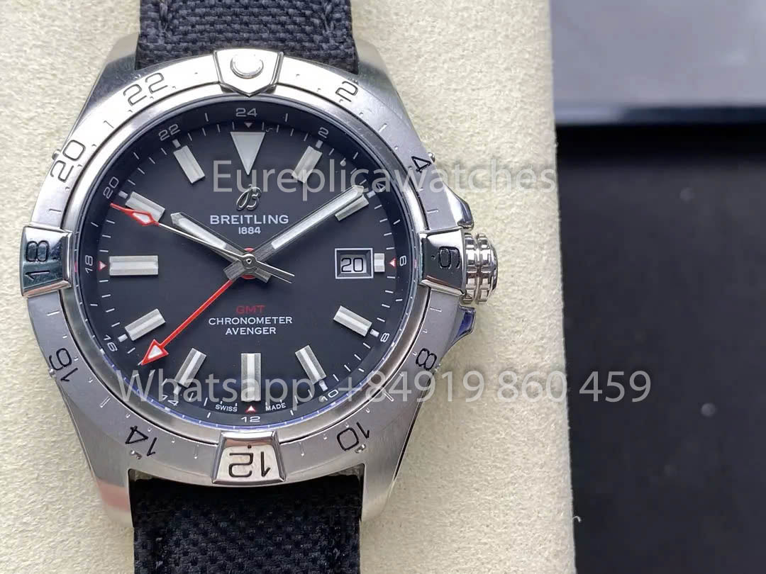 Breitling Avenger Automatic GMT 44 BLS Factory 1:1 Best Clone Grey Dial Red Pointer