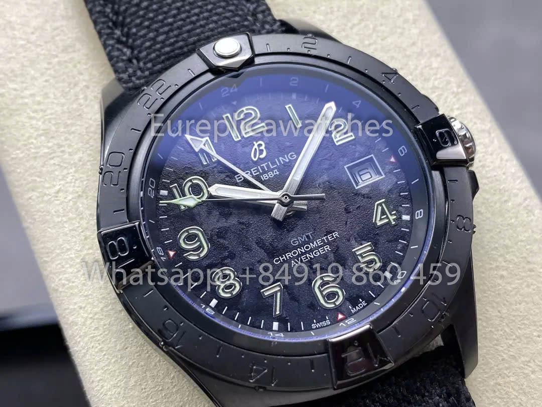 Breitling Avenger Automatic GMT 44 BLS Factory 1:1 Miglior Clone Cinturino Velcro Nero