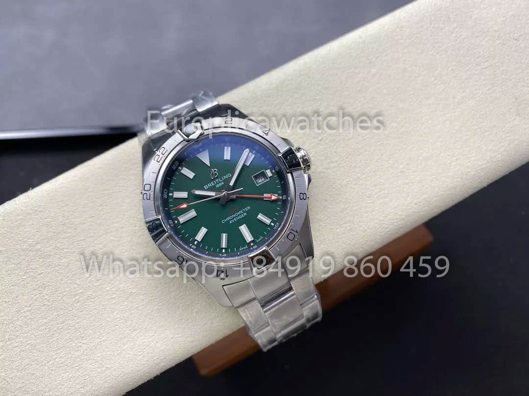 Breitling Avenger Automatic GMT 44 BLS Factory 1:1 Best Clone Green Dial Stainless Steel Strap