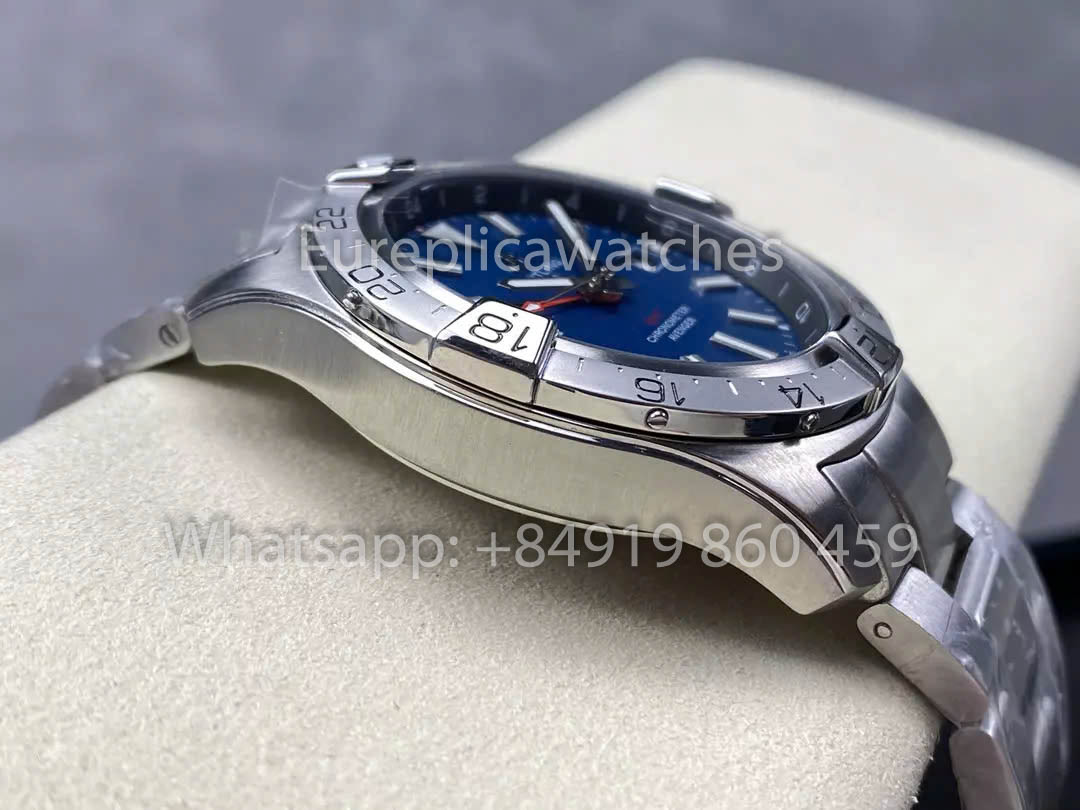 Breitling Avenger Automatic GMT 44 BLS Factory 1:1 Best Clone Blue Dial Stainless Steel Strap