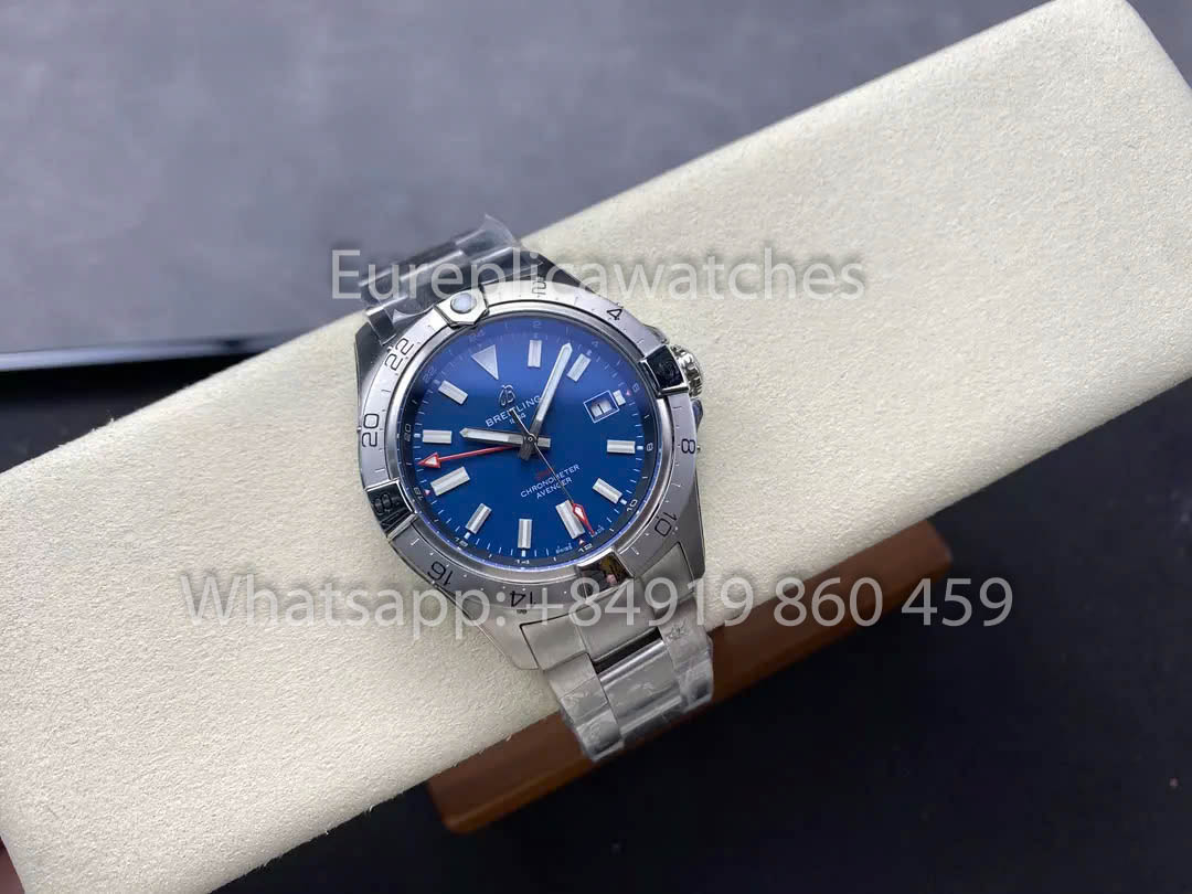 Breitling Avenger Automatic GMT 44 BLS Factory 1:1 Best Clone Blue Dial Stainless Steel Strap